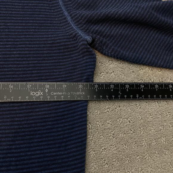 J. McLaughlin Crewneck Sweater Men’s Blue Striped Lightweight Cotton Pullover M - Picture 6 of 7